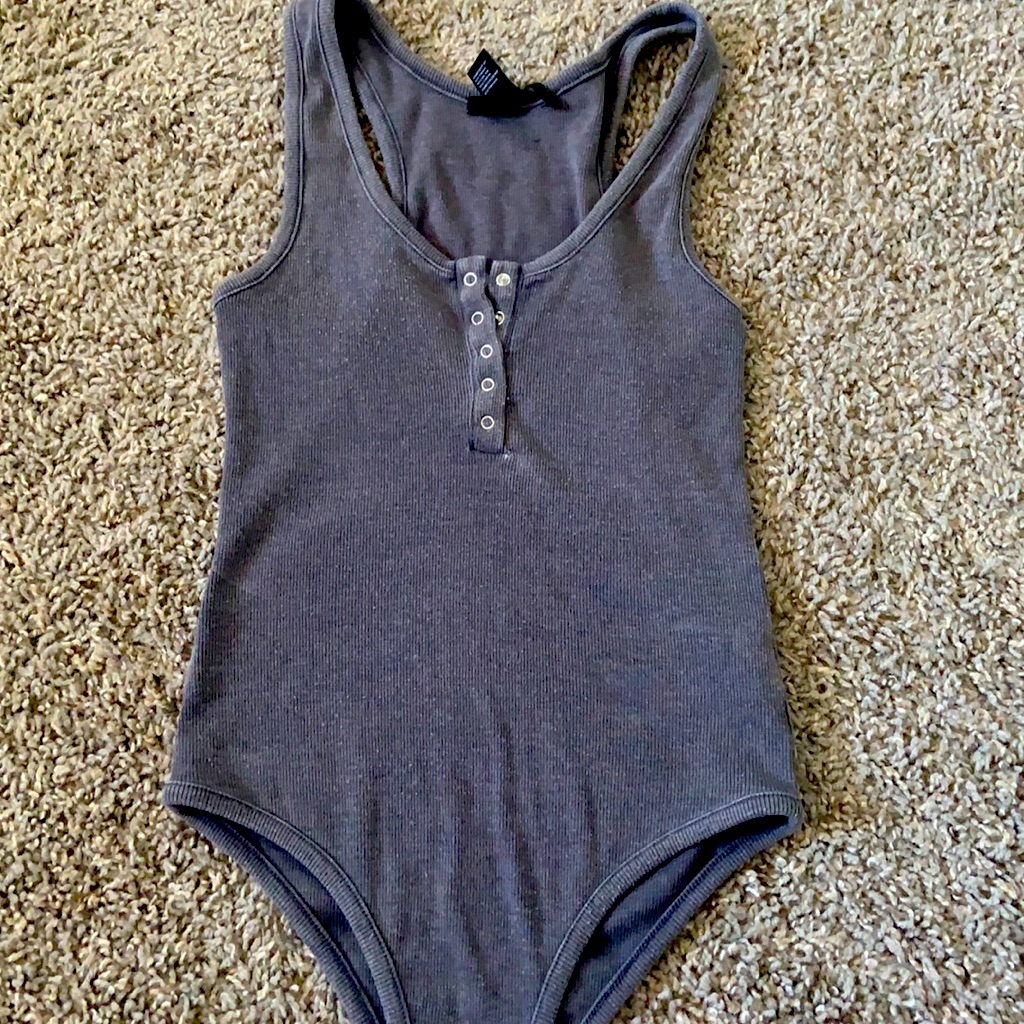Gray Button Bodysuit